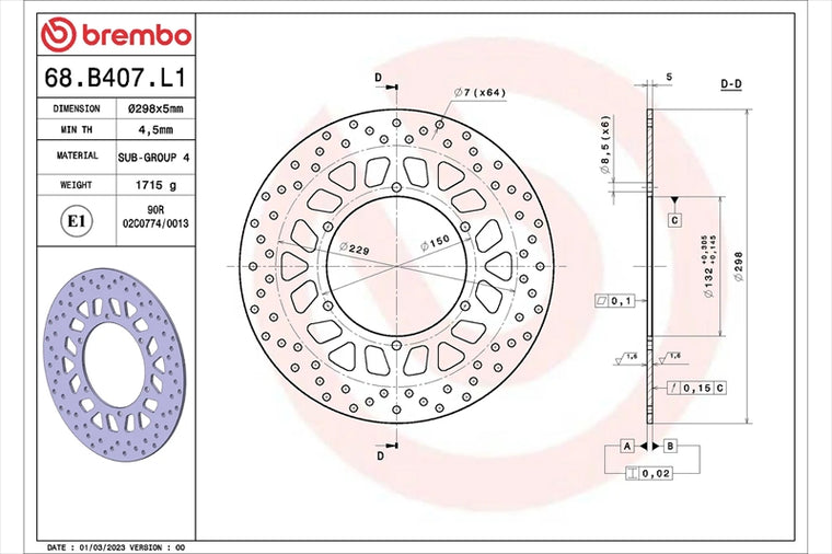 BREMBO SERIE ORO(ブレンボ セリエオロ) | セリエオロ ブレーキディスク リジット | 68B407L1