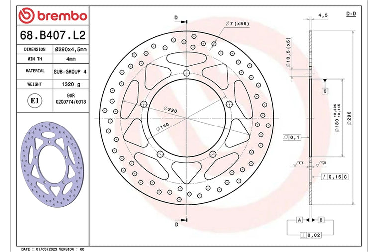 BREMBO SERIE ORO(ブレンボ セリエオロ) | セリエオロ ブレーキディスク リジット | 68B407L2