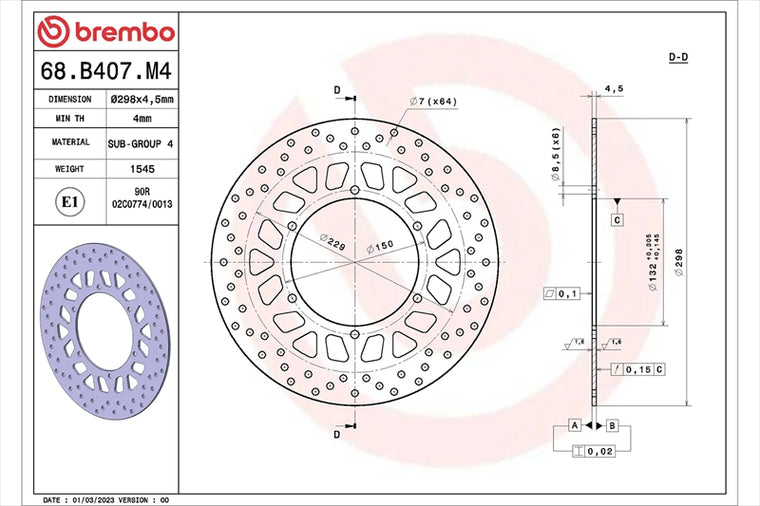BREMBO SERIE ORO(ブレンボ セリエオロ) | セリエオロ ブレーキディスク リジット | 68B407M4