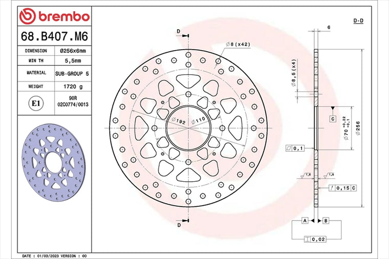 BREMBO SERIE ORO(ブレンボ セリエオロ) | セリエオロ ブレーキディスク リジット | 68B407M6