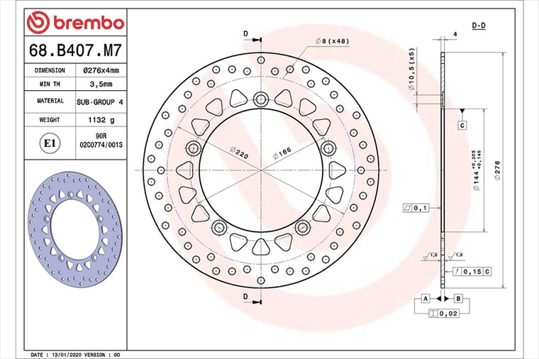 BREMBO SERIE ORO(ブレンボ セリエオロ) | セリエオロ ブレーキディスク リジット | 68B407M7