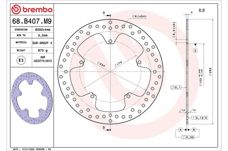 BREMBO SERIE ORO(ブレンボ セリエオロ) | セリエオロ ブレーキディスク リジット | 68B407M9