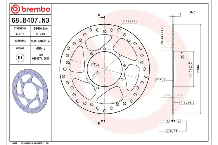 BREMBO SERIE ORO(ブレンボ セリエオロ) | セリエオロ ブレーキディスク リジット | 68B407N3