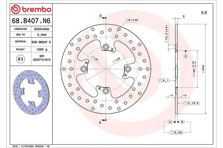 BREMBO SERIE ORO(ブレンボ セリエオロ) | セリエオロ ブレーキディスク リジット | 68B407N6