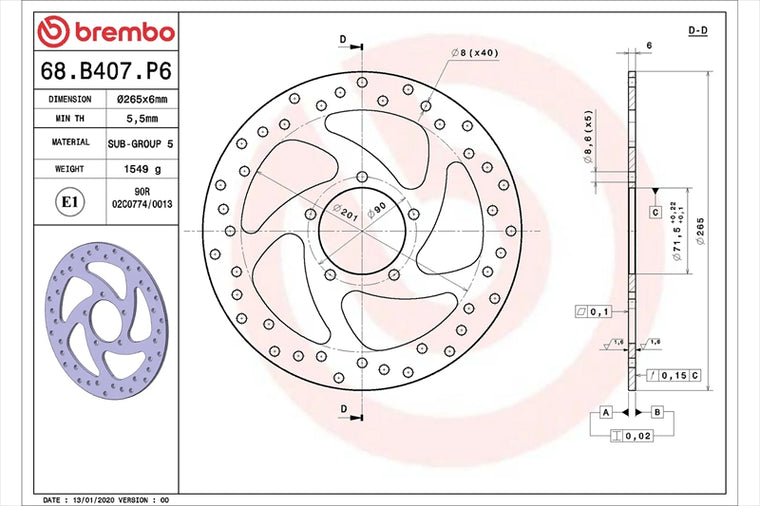 BREMBO SERIE ORO(ブレンボ セリエオロ) | セリエオロ ブレーキディスク リジット | 68B407P6