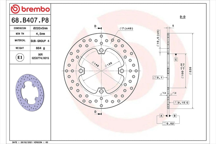 BREMBO SERIE ORO(ブレンボ セリエオロ) | セリエオロ ブレーキディスク リジット | 68B407P8
