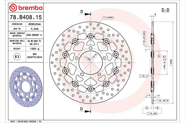 BREMBO SERIE ORO(ブレンボ セリエオロ) | セリエオロ ブレーキディスク セミフローティング | 78B40815