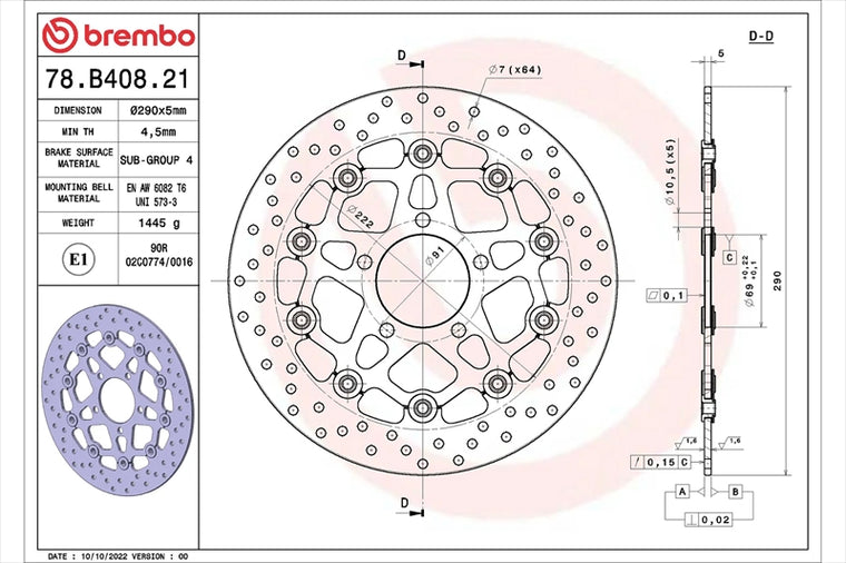 BREMBO SERIE ORO(ブレンボ セリエオロ) | セリエオロ ブレーキディスク セミフローティング | 78B40821