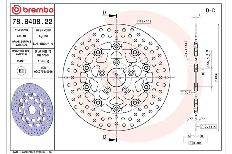 BREMBO SERIE ORO(ブレンボ セリエオロ) | セリエオロ ブレーキディスク セミフローティング | 78B40822