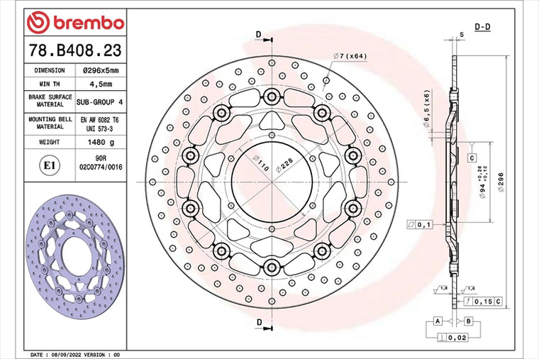 BREMBO SERIE ORO(ブレンボ セリエオロ) | セリエオロ ブレーキディスク セミフローティング | 78B40823