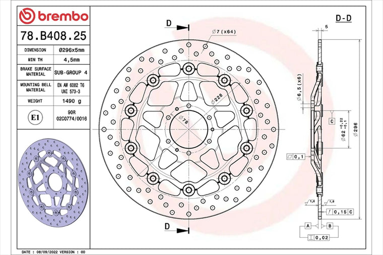 BREMBO SERIE ORO(ブレンボ セリエオロ) | セリエオロ ブレーキディスク セミフローティング | 78B40825