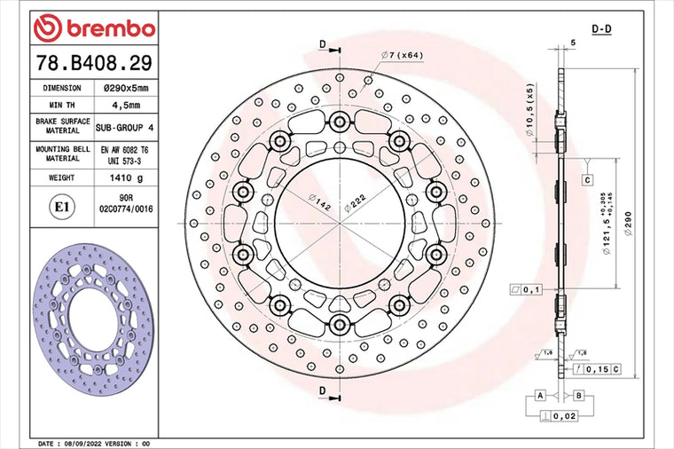 BREMBO SERIE ORO(ブレンボ セリエオロ) | セリエオロ ブレーキディスク セミフローティング | 78B40829