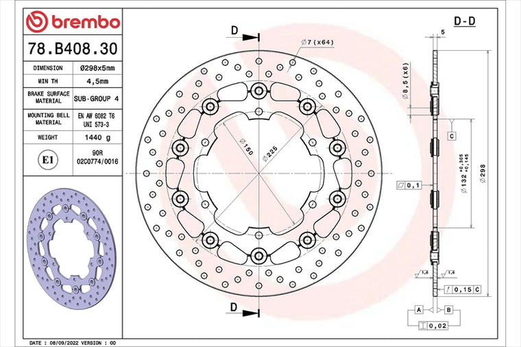 BREMBO SERIE ORO(ブレンボ セリエオロ) | セリエオロ ブレーキディスク セミフローティング | 78B40830