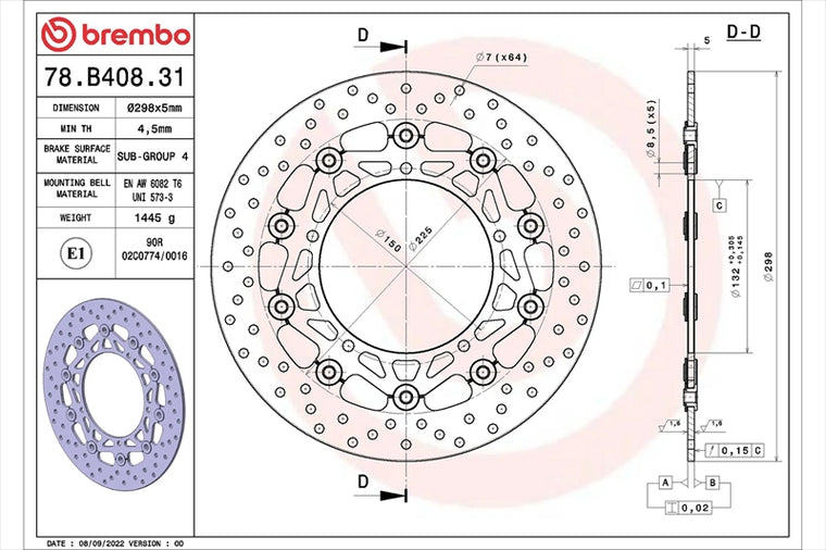 BREMBO SERIE ORO(ブレンボ セリエオロ) | セリエオロ ブレーキディスク セミフローティング | 78B40831