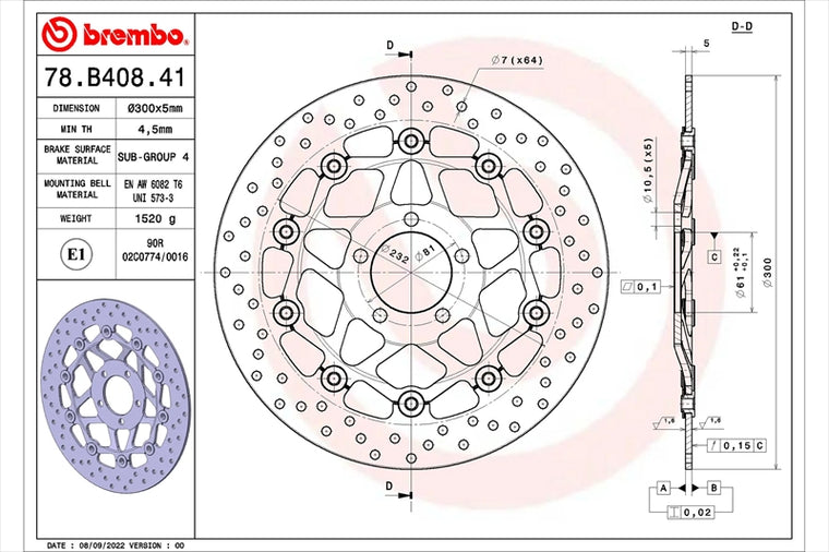 BREMBO SERIE ORO(ブレンボ セリエオロ) | セリエオロ ブレーキディスク セミフローティング | 78B40841