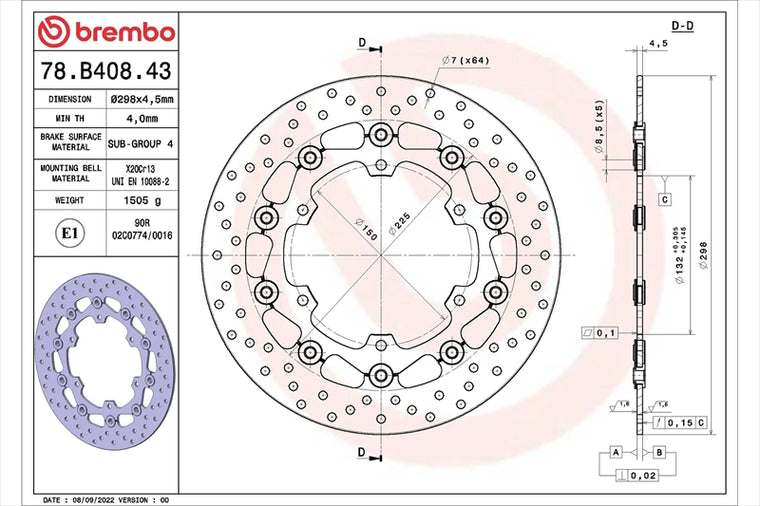 BREMBO SERIE ORO(ブレンボ セリエオロ) | セリエオロ ブレーキディスク セミフローティング | 78B40843