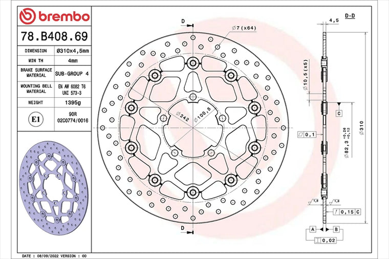 BREMBO SERIE ORO(ブレンボ セリエオロ) | セリエオロ ブレーキディスク セミフローティング | 78B40869