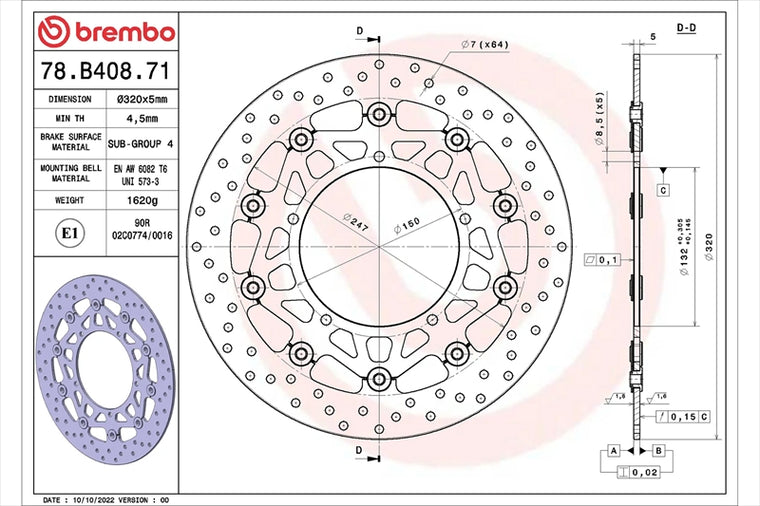 BREMBO SERIE ORO(ブレンボ セリエオロ) | セリエオロ ブレーキディスク セミフローティング | 78B40871