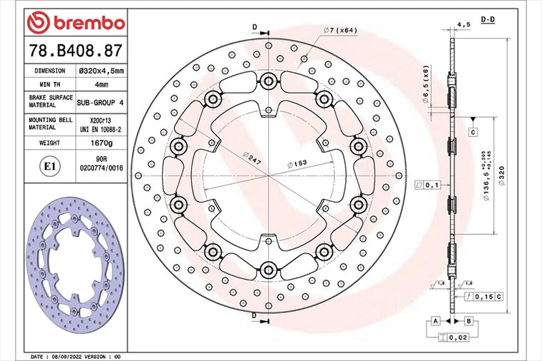 BREMBO SERIE ORO(ブレンボ セリエオロ) | セリエオロ ブレーキディスク セミフローティング | 78B40887
