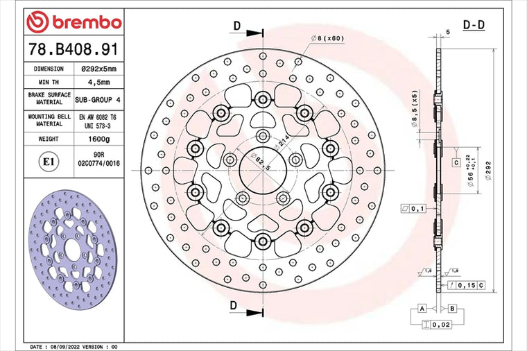 BREMBO SERIE ORO(ブレンボ セリエオロ) | セリエオロ ブレーキディスク セミフローティング | 78B40891