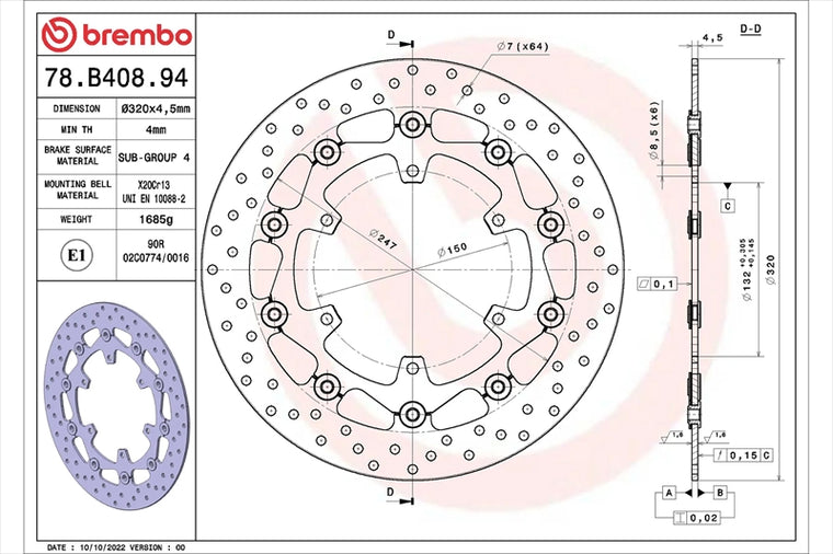 BREMBO SERIE ORO(ブレンボ セリエオロ) | セリエオロ ブレーキディスク セミフローティング | 78B40894