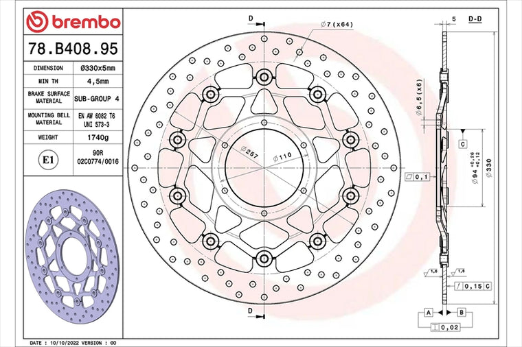 BREMBO SERIE ORO(ブレンボ セリエオロ) | セリエオロ ブレーキディスク セミフローティング | 78B40895