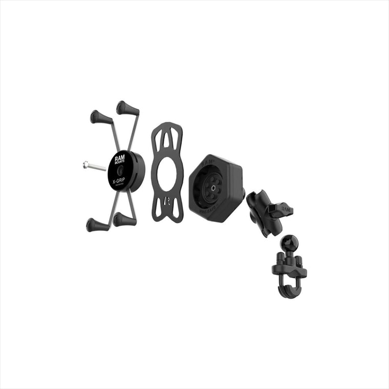 RAM MOUNTS(ラムマウント)防振Xグリップ M ＆U字クランプベースセット ショートアーム φ12.7-31.75mm対応 1インチボール Vibe-Safe RAM-B-149ZA-UN10-462