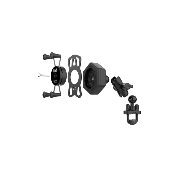 RAM MOUNTS(ラムマウント)防振Xグリップ S ＆U字クランプベースセット ショートアーム φ12.7-31.75mm対応 1インチボール Vibe-Safe RAM-B-149Z-A-UN7-462