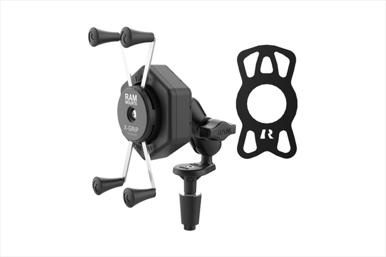 RAM MOUNTS(ラムマウント)防振Xグリップ M ＆フォークステムベースセット ショートアーム 内径φ12-38mm対応 1インチボール Vibe-Safe RAM-B-176-A-UN10-462