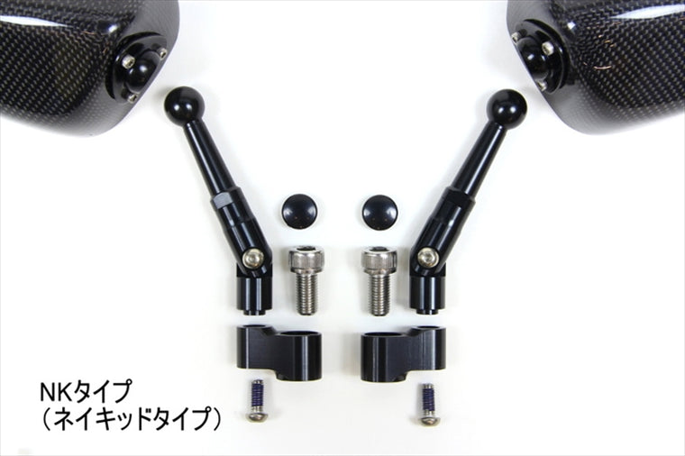 マジカルレーシング｜NK1ミラーT7エルボロングBLK 正10mm/正10mm 綾織｜A01-TWNK-R7011