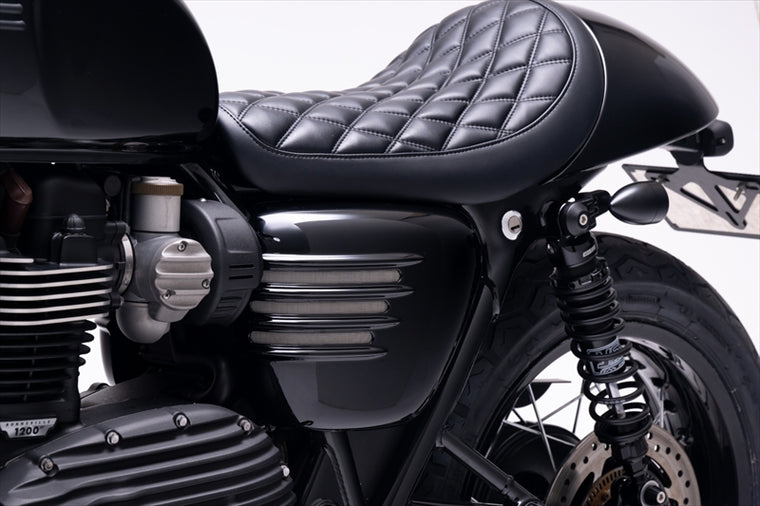 MOTONE CUSTOMS(モートーン)｜サイドカバー リブ グロスブラック｜MTE212