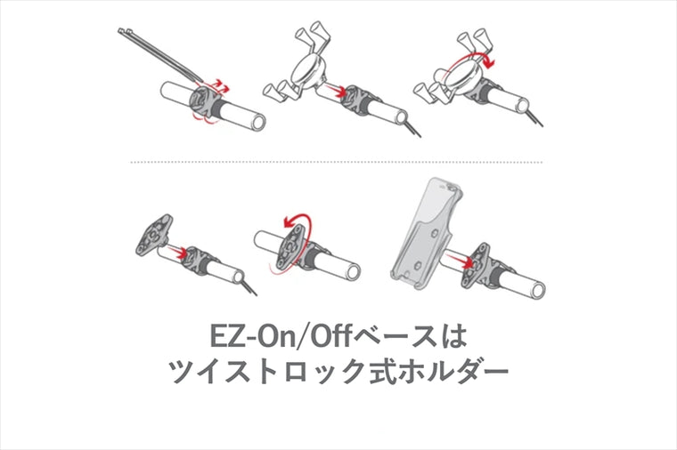 RAM MOUNTS(ラムマウント)Xグリップ M ＆EZ-On/Offマウントセット φ12.7-42.6mm対応RAP-274-1-UN10