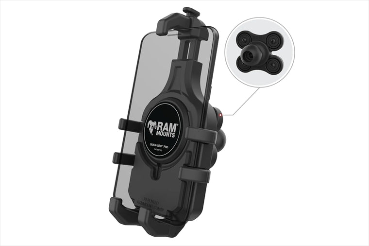 RAM MOUNTS(ラムマウント) | クイックグリッププロ クレイドルホルダー M 防振ダンパーボール付 1インチボール Vibe-Safe | RAM-HOL-PD5BVU