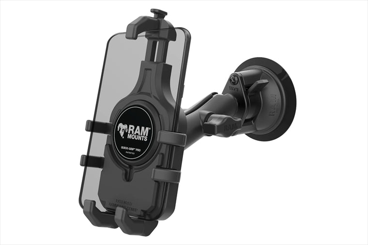 RAM MOUNTS(ラムマウント) | クイックグリッププロ クレイドルホルダー M ＆ツイストサクションベースセット 標準アーム 吸盤径83.8mm 1インチボール | RAM-B-166-PD5U