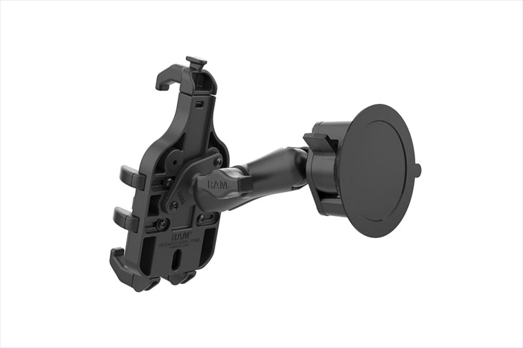 RAM MOUNTS(ラムマウント) | クイックグリッププロ クレイドルホルダー M ＆ツイストサクションベースセット 標準アーム 吸盤径83.8mm 1インチボール | RAM-B-166-PD5U