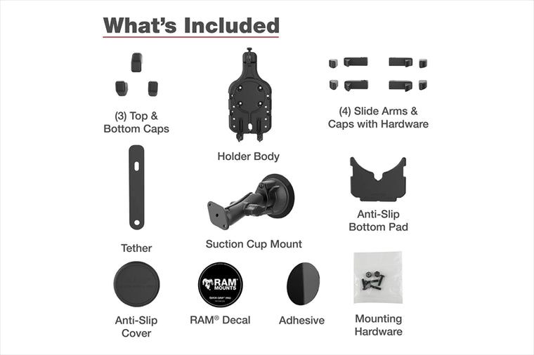 RAM MOUNTS(ラムマウント) | クイックグリッププロ クレイドルホルダー M ＆ツイストサクションベースセット 標準アーム 吸盤径83.8mm 1インチボール | RAM-B-166-PD5U