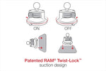 RAM MOUNTS(ラムマウント) | クイックグリッププロ クレイドルホルダー M ＆ツイストサクションベースセット 標準アーム 吸盤径83.8mm 1インチボール | RAM-B-166-PD5U