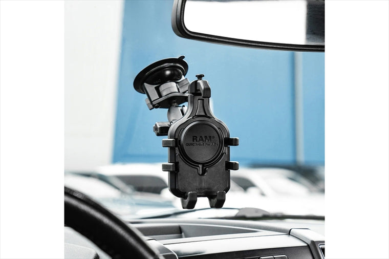 RAM MOUNTS(ラムマウント) | クイックグリッププロ クレイドルホルダー M ＆ツイストサクションベースセット 標準アーム 吸盤径83.8mm 1インチボール | RAM-B-166-PD5U
