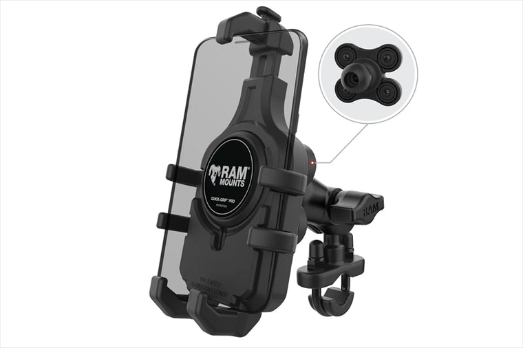 RAM MOUNTS(ラムマウント) | クイックグリッププロ クレイドルホルダー M ＆U字クランプベースセット ショートアーム φ12.7-31.75mm対応 防振ダンパー 1インチボール Vibe-Safe | RAM-B-149Z-A-PD5VU