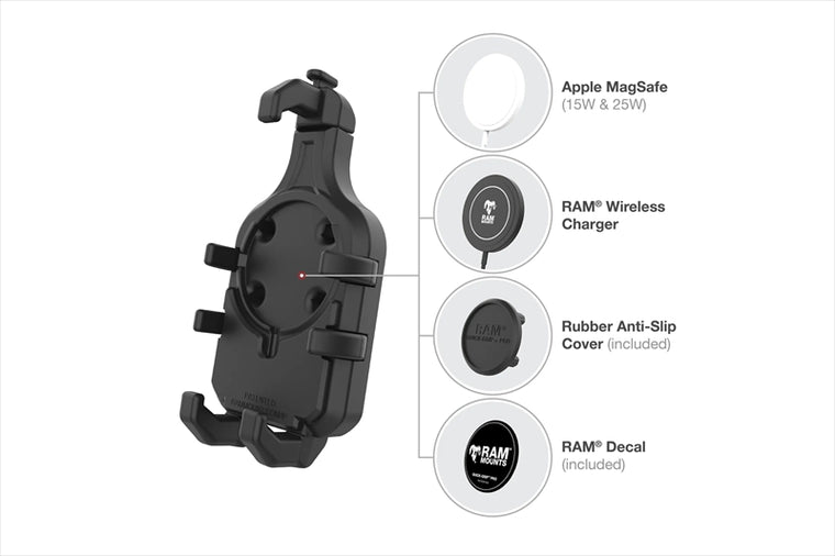 RAM MOUNTS(ラムマウント) | クイックグリッププロ クレイドルホルダー M ＆U字クランプベースセット ショートアーム φ12.7-31.75mm対応 防振ダンパー 1インチボール Vibe-Safe | RAM-B-149Z-A-PD5VU