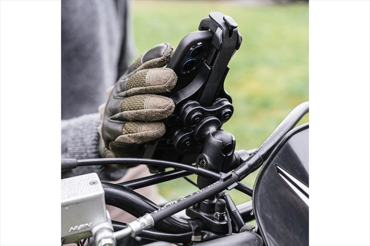 RAM MOUNTS(ラムマウント) | クイックグリッププロ クレイドルホルダー M ＆U字クランプベースセット ショートアーム φ12.7-31.75mm対応 防振ダンパー 1インチボール Vibe-Safe | RAM-B-149Z-A-PD5VU