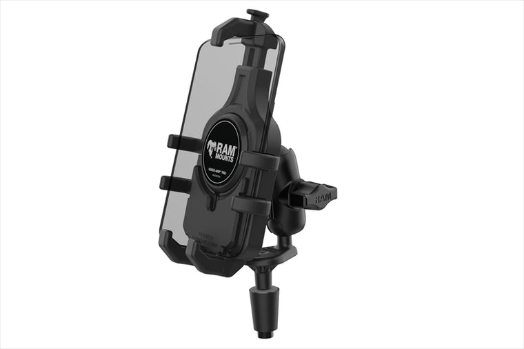RAM MOUNTS(ラムマウント) | クイックグリッププロ クレイドルホルダー M ＆フォークステムベースセット ショートアーム 内径φ12-38mm対応 1インチボール | RAM-B-176-A-PD5U
