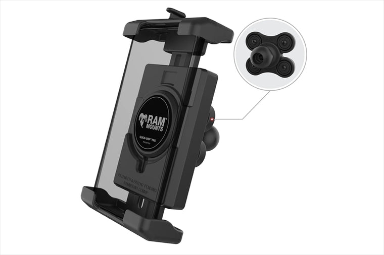 RAM MOUNTS(ラムマウント) | クイックグリッププロ クレイドルホルダー L 防振ダンパーボール付 1インチボール Vibe-Safe | RAM-HOL-PD7BVU