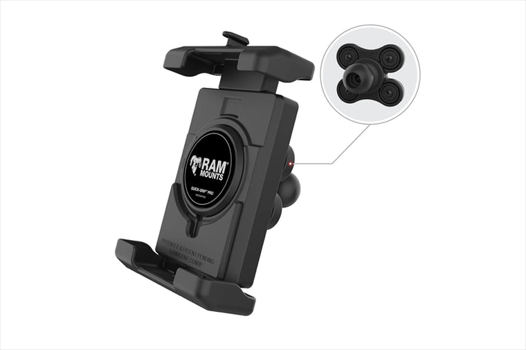 RAM MOUNTS(ラムマウント) | クイックグリッププロ クレイドルホルダー L 防振ダンパーボール付 1インチボール Vibe-Safe | RAM-HOL-PD7BVU