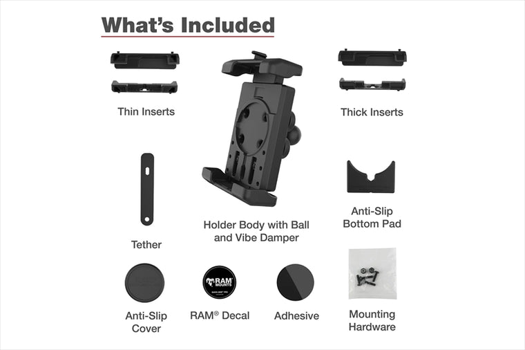 RAM MOUNTS(ラムマウント) | クイックグリッププロ クレイドルホルダー L 防振ダンパーボール付 1インチボール Vibe-Safe | RAM-HOL-PD7BVU