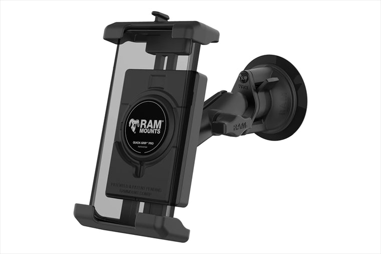 RAM MOUNTS(ラムマウント) | クイックグリッププロ クレイドルホルダー L ＆ツイストサクションベースセット 標準アーム 吸盤径83.8mm 1インチボール | RAM-B-166-PD7U