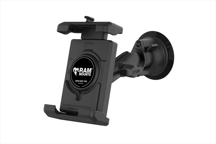 RAM MOUNTS(ラムマウント) | クイックグリッププロ クレイドルホルダー L ＆ツイストサクションベースセット 標準アーム 吸盤径83.8mm 1インチボール | RAM-B-166-PD7U