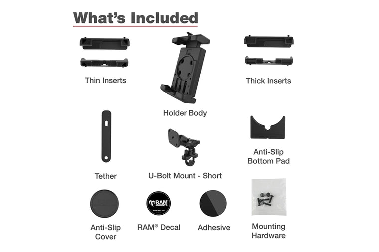 RAM MOUNTS(ラムマウント) | クイックグリッププロ クレイドルホルダー L ＆U字クランプベースセット ショートアーム φ12.7-31.75mm対応 1インチボール | RAM-B-149Z-A-PD7U