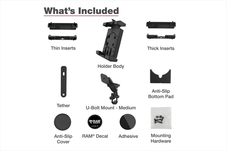 RAM MOUNTS(ラムマウント) | クイックグリッププロ クレイドルホルダー L ＆U字クランプベースセット 標準アーム φ12.7-31.75mm対応 1インチボール | RAM-B-149Z-PD7U
