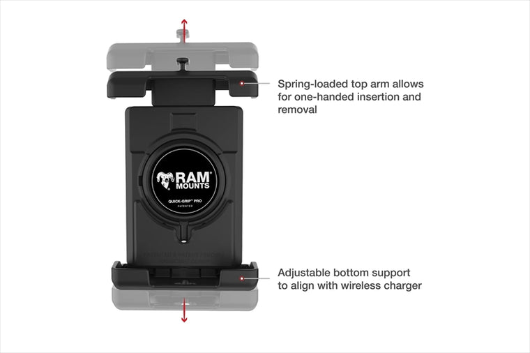 RAM MOUNTS(ラムマウント) | クイックグリッププロ クレイドルホルダー L ＆タフクロー S セット φ15.9-28.9mm対応 一体式 防振ダンパー Vibe-Safe | RAM-HOL-PD7V-400-1U